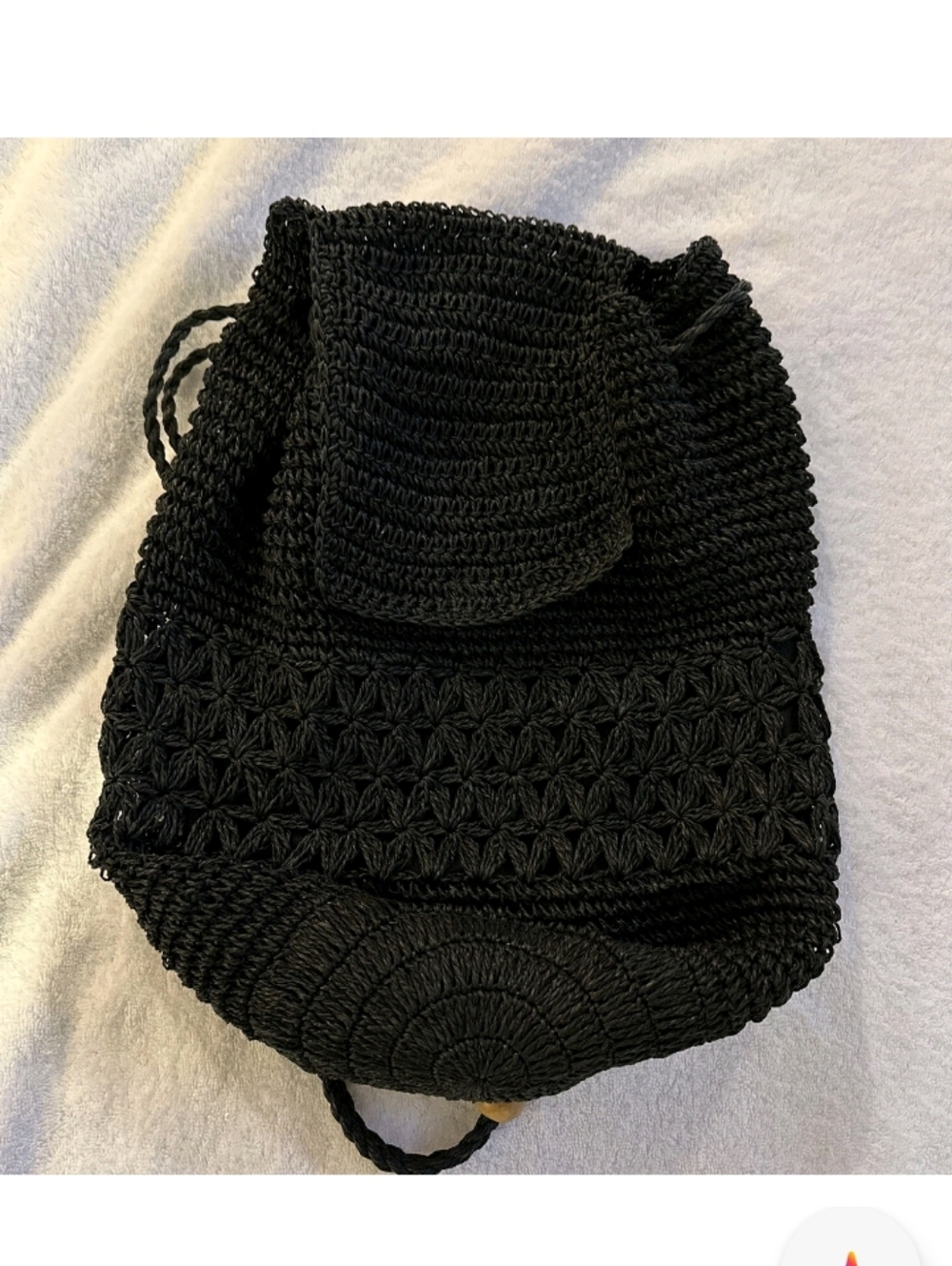 Black Straw Beach Bag Backpack Boho Stylish Women Bag